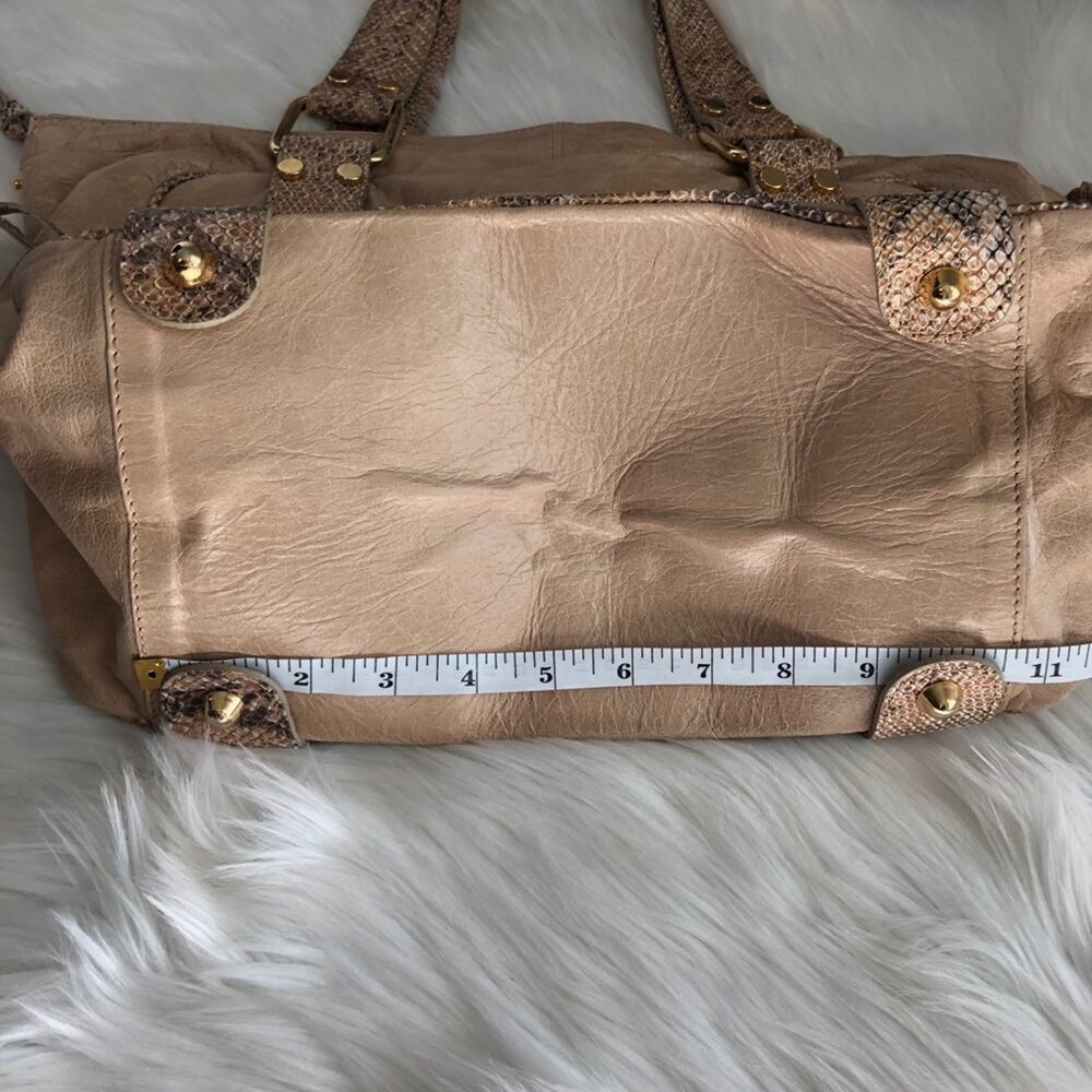 Doncaster Python Embossed Leather Metallic Satche… - image 4